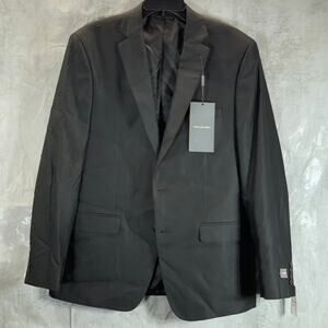 VAN HEUSEN Men's Black Herringbone Flex Plain Slim-Fit Two-Button Jacket SZ 43R